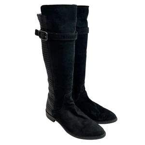 Aquatalia Gael Waterproof Suede Boot US womens 8.5 black knee high stretch - Picture 1 of 13