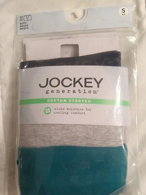 Jockey Generation Boys Sz Small 6-8 Multicolor Cotton 3 PK Boxer Briefs NWT A52 - Image 1 of 4
