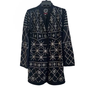 Johnny Was BIYA Giacca Ricamata Coatigan Cardigan Impreziosito da Perle Tg S - Foto 1 di 7