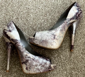 Kurt Geiger Scarpe Funky In Finta Pelle Di Rettili Glitter Argento UK 6 EU 39 - Bild 1 von 4