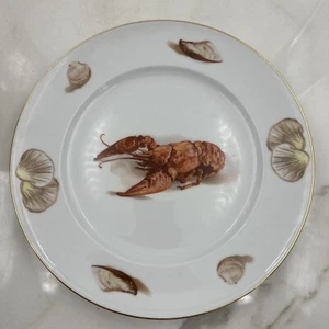 Vtg Otco Bavaria Porcelain Dinner Plate Lobster Louisiana Cajun Crawfish 10" - Picture 1 of 6