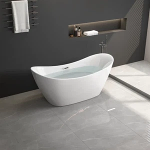 67 inch standalone bath with graceful contours and gently angled interior walls - Picture 1 of 5
