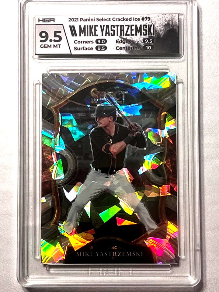 2021 Panini Select Cracked Ice #79, Mike Yastrzemski, HGA 9.5 (Gem Mint) - Image 1 of 4