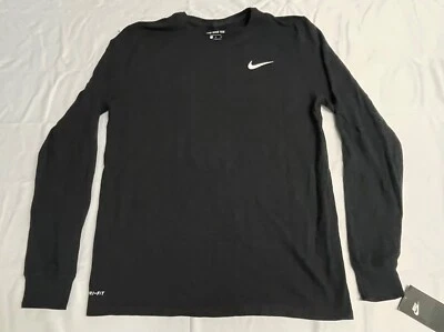Camiseta de manga larga para hombre Nike mezcla de algodón/poliéster DM8278 negra (grande) Foto 1 de 4