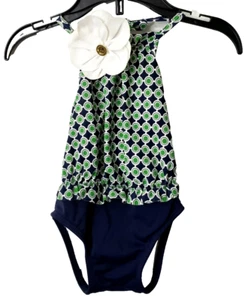 Janie Jack Swim Suit 3 6 month Baby One Piece Halter Beach Beauty Green Cruise - Picture 1 of 6