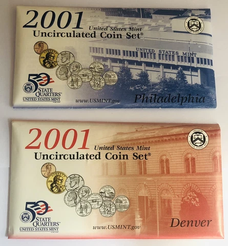 2001 US Mint Set Original Envelope Uncirculated 20 Brilliant US Coins BU Cover