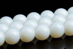 Snow White Jade Beads Round Stone Loose Beads 4/6/8MM - Picture 1 of 6
