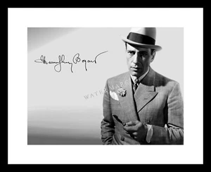 HUMPHREY BOGART 8X10 signierter Fotodruck handsigniert im Anzug & Hut - Bild 1 von 2