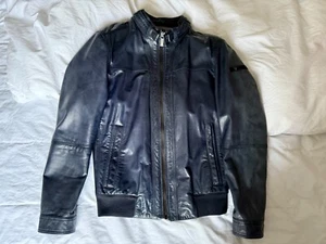 Strellson Lederjacke Dark Blue 48 Gr. M Rindleder, Seltende Farbe! - Bild 1 von 6
