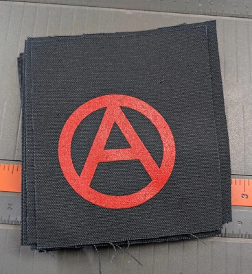 Anarchy Symbol Fabric Punk/Metal Patch - Screenprinted on canvas - 4.5"x4.5" - Image 1 of 2