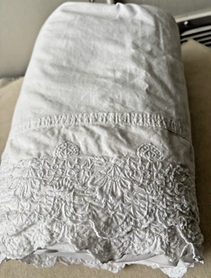 SIMPLY SHABBY CHIC WOODROSE Twin Flat & Fitted Sheet Set Embroidered GUC - Image 1 of 4