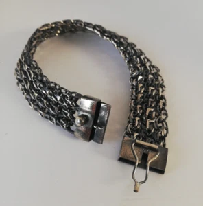 .970 Solid Silver Bracelet Miami Cuban Link Chain Oxidized New. - Picture 1 of 12