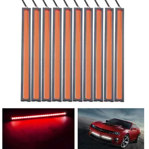10 Pcs Red 12V LED Strip DRL Daytime Running Lights Fog COB Car Lamp Day Driving - Imagen 1 de 6