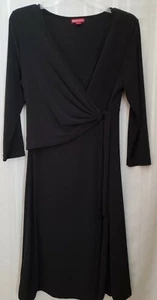 MERONA Cocktail Dress WOMEN SIZE (M) Black 3/4 Sleeve Crossover Top Lined Skirt - Picture 1 of 4
