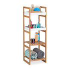 Stand shelf bathroom with 4 compartments, open kitchen shelf bamboo, bathroom shelf high