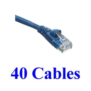 Pack of 40 Cables 1 Foot Cat5e Blue Network Ethernet Network Patch Cable Booted - Picture 1 of 5