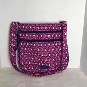 VERA BRADLEY Katalina Pink Triple Zip Crossbody Shoulder Bag Purse Quilted - Picture 1 of 12