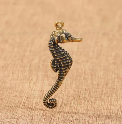 Brass Seahorse Figurine Small Animal Statue Table Office Home Decoration Toy