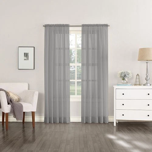  Elegance (2) Paneles Transparente Ventana Cortinas Juego 84" Largo Varilla Bolsillo Sólido Foto 1 de 1