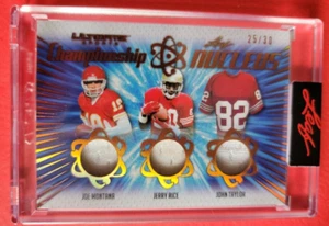 JOE MONTANA Jerry Rice JOHN TAYLOR GAME USED JERSEY CARD #d25/30 2021 LEAF 49ers - Picture 1 of 2