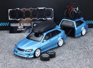 ED Mortal 1:64 HEC Blue Altezza Wagon Trailer Sport Model Diecast Collect Car - Picture 1 of 10