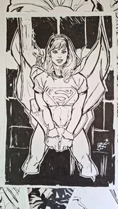 Supergirl art 11x17 Original Signed By Artist Michael Fulcher - Picture 1 of 5