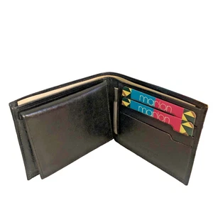 NUEVO EN CAJA Cartera plegable negra para hombre Marlon Italia y billetera para tarjetas extraíble - Imagen 1 de 11