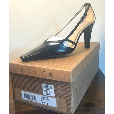 NIB Unisa WMNS Size 8.5 Black Sling Back Amalia Heels VTG - Image 1 of 4