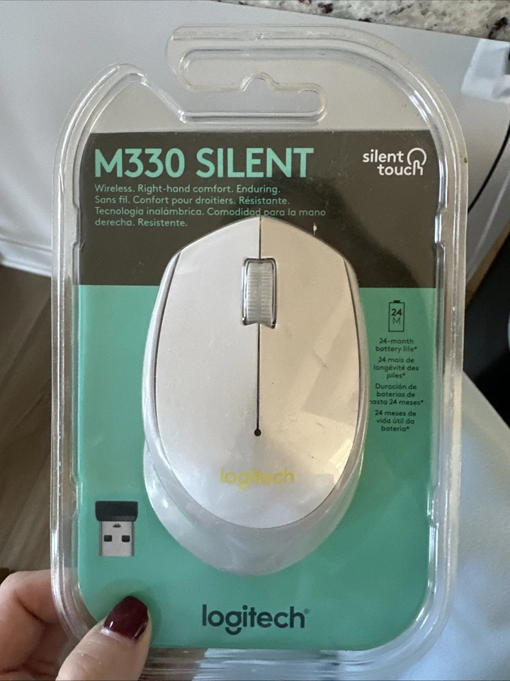 Logitech M330 Silent Plus White Wireless Optical Mouse - Image 1 of 1