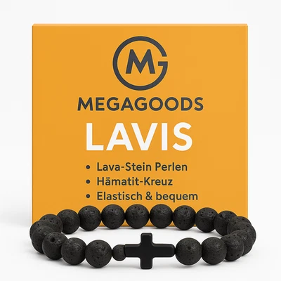 Naturstein Holzperlen Armband mit Hämatit Kreuz Onyx Yoga DE. - Bild 1 von 4
