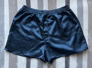 Briefly Stated Navy Blue Square Polka Dot Satin Boxer Briefs Large See Descripti - Picture 1 of 6