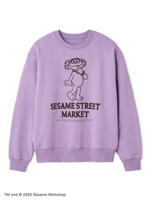 [SESAME STREET] [VINTAGE SKETCH] Fleece Pullover, Size M/L, Abby, Purple - Image 1 of 4