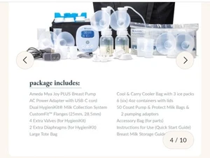 Ameda Mya Joy PLUS Double Electric Breast Pump Deluxe + Tote Bag - Brand New! - Picture 1 of 7