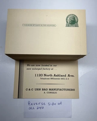 One Cent Jefferson US Post Card Design Unused Antique Beige Ephemera Lot Of 240 - Image 1 of 4