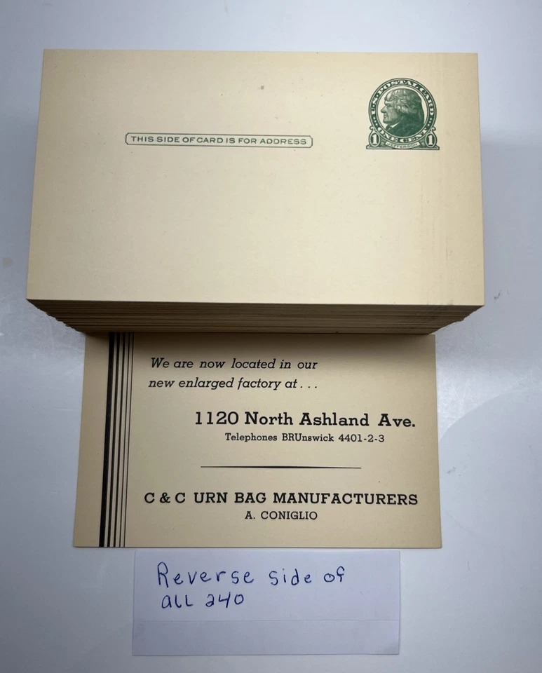 One Cent Jefferson US Post Card Design Unused Antique Beige Ephemera Lot Of 240 - Image 1 of 4