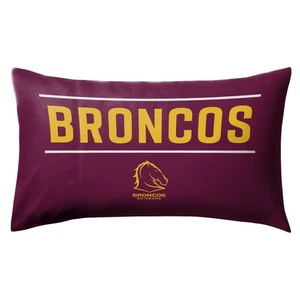 123668 BRISBANE BRONCOS NRL TEAM LOGO DOUBLE SIDED SINGLE PILLOW CASE BEDDING - Picture 1 of 1