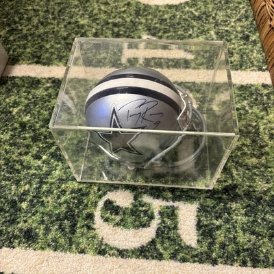 Mini capacete autografado por Tony Romo Dallas Cowboys autografado e estojo - Imagem 1 de 4