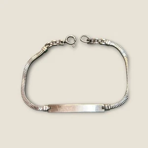 925 Sterling Silver Flat Snake ID Bracelet 7" - Picture 1 of 4