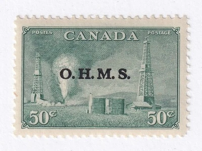 MATT'S STAMPS CANADA SCOTT #O11 50-CENT OFFICIAL POSTAGE 1950 ISSUE, MLH CV$40 - Image 1 of 3