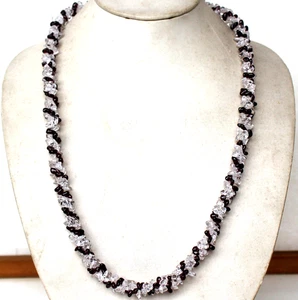 Rope Necklace Natural Crystal Almandine Garnet Gemstone Beaded Handmade Jewelry - Picture 1 of 1