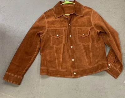 VTG 70S WESTERN TRUCKER REVERSIBLE LEATHER/SUEDE COWBOY SNAPS MEN JACKET sz L - Image 1 of 4
