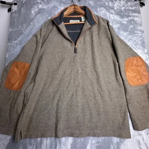 ORVIS Simoom Tweed 1/4 Zip Sweater Sweatshirt Herren L Leder Ellenbogen Patch oliv - Bild 1 von 6