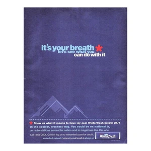 Wrigley's Winterfresh Gum Vintage Magazine Print Ad 2002 - Picture 1 of 1