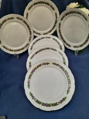 Mitterteich Bavaria Kuchenteller 6 x Teller Frühstücksteller Lila Veilchen Dekor - Bild 1 von 4