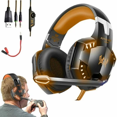 3.5mm Gaming Headset Mic LED Headphones Stereo Bass Surround For PC PS4 Xbox One - Image 1 of 4