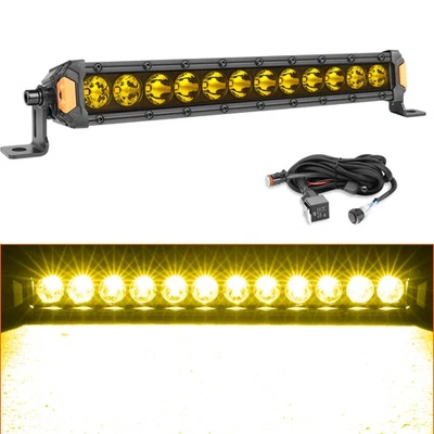 12/14/16 Inch Amber LED Light Bar Slim Single Row Driving Work Bar Off Road Fog - Image 1 of 4