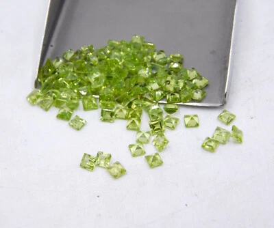 3 MM Natural Peridot Square Cut Loose Gemstone For Jewelry Making P-3356 - Image 1 of 4