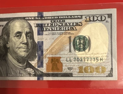 $100 Bill Lucky 7-7777  🤑 2009 A Series Very Fancy 🍀LL - Image 1 of 4