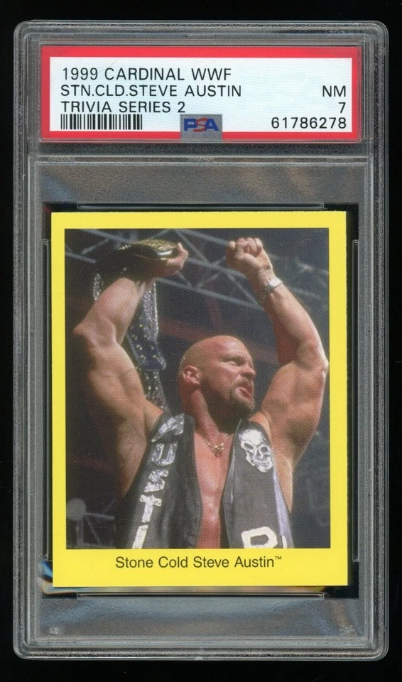 Tarjeta de trivia Stone Cold Steve Austin 1999 Cardinal WWF PSA 7 Foto 1 de 2