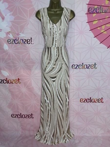 BNWT EZCLOZET RRP£129 Gold/white/nude Sequins Maxi Long Evening Dress Size 14-16 - Picture 1 of 5